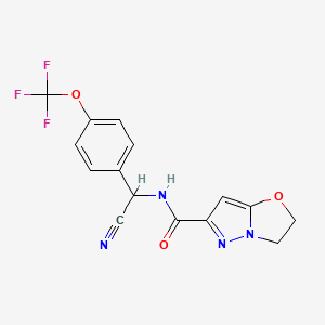 molecular formula C15H11F3N4O3 B3008165 N-[Cyano-[4-(trifluoromethoxy)phenyl]methyl]-2,3-dihydropyrazolo[5,1-b][1,3]oxazole-6-carboxamide CAS No. 2217496-03-0
