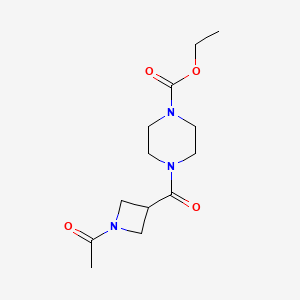 molecular formula C13H21N3O4 B3008185 Ethyl 4-(1-acetylazetidine-3-carbonyl)piperazine-1-carboxylate CAS No. 1428357-63-4