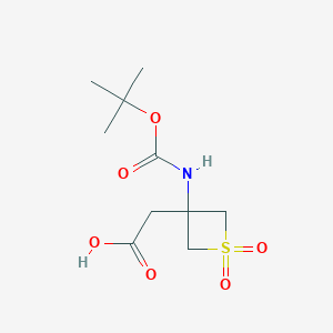 molecular formula C10H17NO6S B3008186 2-(3-((tert-Butoxycarbonyl)amino)-1,1-dioxidothietan-3-yl)acetic acid CAS No. 1823267-64-6