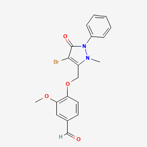 molecular formula C19H17BrN2O4 B3008205 4-[(4-溴-2-甲基-5-氧代-1-苯基吡唑-3-基)甲氧基]-3-甲氧基苯甲醛 CAS No. 959581-33-0