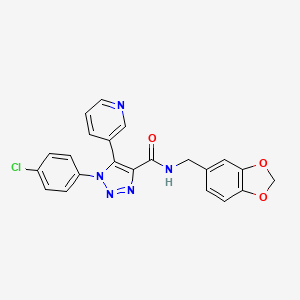 molecular formula C22H16ClN5O3 B3008207 N-(1,3-benzodioxol-5-ylmethyl)-1-(4-chlorophenyl)-5-(pyridin-3-yl)-1H-1,2,3-triazole-4-carboxamide CAS No. 1207048-71-2