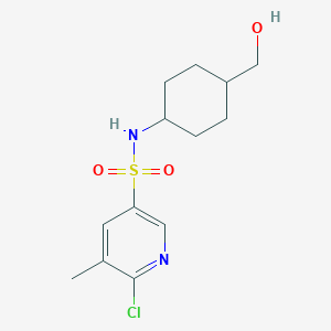 molecular formula C13H19ClN2O3S B3008216 6-chloro-5-methyl-N-[(1s,4s)-4-(hydroxymethyl)cyclohexyl]pyridine-3-sulfonamide CAS No. 1427962-54-6