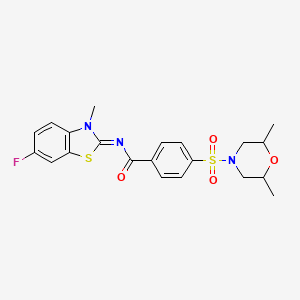 molecular formula C21H22FN3O4S2 B3008221 (E)-4-((2,6-dimethylmorpholino)sulfonyl)-N-(6-fluoro-3-methylbenzo[d]thiazol-2(3H)-ylidene)benzamide CAS No. 441291-92-5