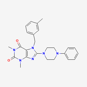 molecular formula C25H28N6O2 B3008225 1,3-dimethyl-7-(3-methylbenzyl)-8-(4-phenylpiperazin-1-yl)-1H-purine-2,6(3H,7H)-dione CAS No. 378204-70-7