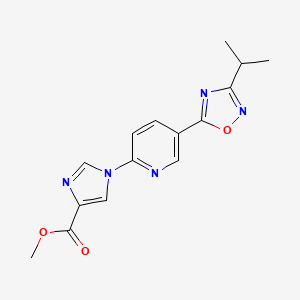 molecular formula C15H15N5O3 B3008233 methyl 1-[5-(3-isopropyl-1,2,4-oxadiazol-5-yl)pyridin-2-yl]-1H-imidazole-4-carboxylate CAS No. 1544881-10-8