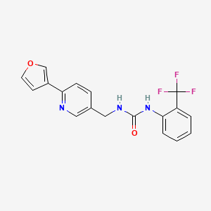 molecular formula C18H14F3N3O2 B3008235 1-((6-(Furan-3-yl)pyridin-3-yl)methyl)-3-(2-(trifluoromethyl)phenyl)urea CAS No. 2034333-09-8