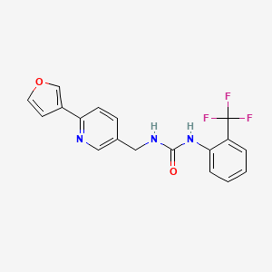 molecular formula C18H14F3N3O2 B3008235 1-((6-(呋喃-3-基)吡啶-3-基)甲基)-3-(2-(三氟甲基)苯基)脲 CAS No. 2034333-09-8