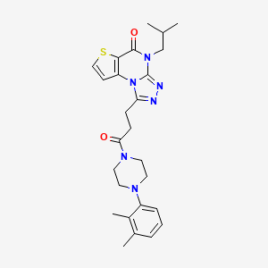 molecular formula C26H32N6O2S B3008236 1-(3-(4-(2,3-dimethylphenyl)piperazin-1-yl)-3-oxopropyl)-4-isobutylthieno[2,3-e][1,2,4]triazolo[4,3-a]pyrimidin-5(4H)-one CAS No. 1185157-79-2