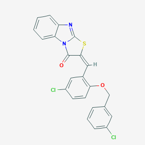 molecular formula C23H14Cl2N2O2S B300825 2-{5-chloro-2-[(3-chlorobenzyl)oxy]benzylidene}[1,3]thiazolo[3,2-a]benzimidazol-3(2H)-one 