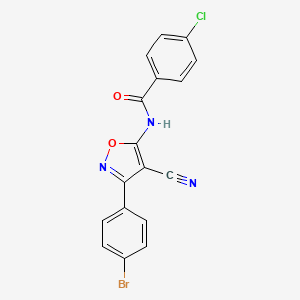 molecular formula C17H9BrClN3O2 B3008251 N-[3-(4-bromophenyl)-4-cyano-1,2-oxazol-5-yl]-4-chlorobenzamide CAS No. 329700-94-9