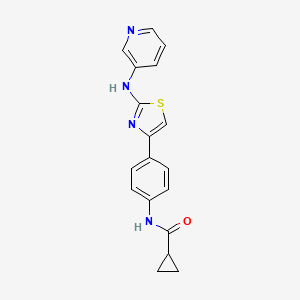 molecular formula C18H16N4OS B3008259 N-(4-(2-(pyridin-3-ylamino)thiazol-4-yl)phenyl)cyclopropanecarboxamide CAS No. 1797334-21-4