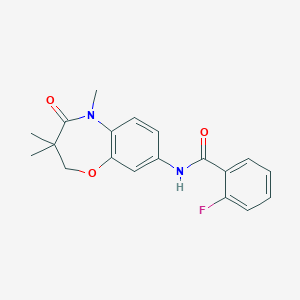 molecular formula C19H19FN2O3 B3008261 2-fluoro-N-(3,3,5-trimethyl-4-oxo-2,3,4,5-tetrahydrobenzo[b][1,4]oxazepin-8-yl)benzamide CAS No. 921560-17-0