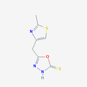 molecular formula C7H7N3OS2 B3008262 5-[(2-Methyl-1,3-thiazol-4-yl)methyl]-1,3,4-oxadiazole-2-thiol CAS No. 750607-36-4