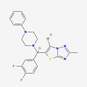 molecular formula C22H21F2N5OS B3008263 5-((3,4-Difluorophenyl)(4-phenylpiperazin-1-yl)methyl)-2-methylthiazolo[3,2-b][1,2,4]triazol-6-ol CAS No. 869343-61-3