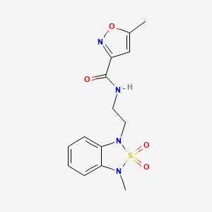 molecular formula C14H16N4O4S B3008271 5-methyl-N-(2-(3-methyl-2,2-dioxidobenzo[c][1,2,5]thiadiazol-1(3H)-yl)ethyl)isoxazole-3-carboxamide CAS No. 2034401-84-6