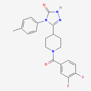 molecular formula C21H20F2N4O2 B3008279 5-[1-(3,4-二氟苯甲酰)哌啶-4-基]-4-(4-甲基苯基)-2,4-二氢-3H-1,2,4-三唑-3-酮 CAS No. 1775412-31-1