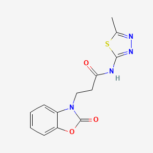 molecular formula C13H12N4O3S B3008280 N-(5-Methyl-[1,3,4]thiadiazol-2-yl)-3-(2-oxo-benzooxazol-3-yl)-propionamide CAS No. 853751-96-9