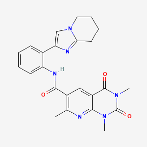 molecular formula C24H24N6O3 B3008287 1,3,7-三甲基-2,4-二氧代-N-(2-(5,6,7,8-四氢咪唑并[1,2-a]吡啶-2-基)苯基)-1,2,3,4-四氢吡啶并[2,3-d]嘧啶-6-甲酰胺 CAS No. 2034299-44-8