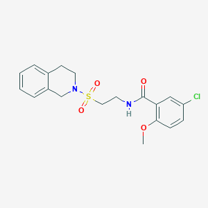 molecular formula C19H21ClN2O4S B3008292 5-chloro-N-(2-((3,4-dihydroisoquinolin-2(1H)-yl)sulfonyl)ethyl)-2-methoxybenzamide CAS No. 921897-74-7