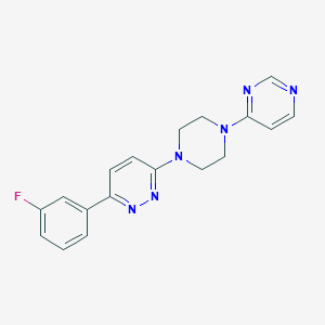 molecular formula C18H17FN6 B3008294 3-(3-Fluorophenyl)-6-(4-pyrimidin-4-ylpiperazin-1-yl)pyridazine CAS No. 2380170-48-7