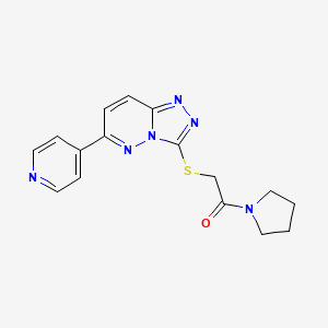 molecular formula C16H16N6OS B3008297 3-[(2-Oxo-2-pyrrolidin-1-ylethyl)thio]-6-pyridin-4-yl[1,2,4]triazolo[4,3-b]pyridazine CAS No. 894061-21-3