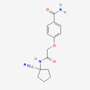 molecular formula C15H17N3O3 B3008300 4-[2-[(1-Cyanocyclopentyl)amino]-2-oxoethoxy]benzamide CAS No. 869472-87-7