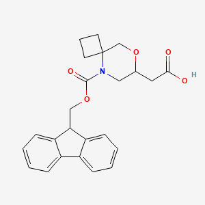 molecular formula C24H25NO5 B3008310 2-[5-(9H-Fluoren-9-ylmethoxycarbonyl)-8-oxa-5-azaspiro[3.5]nonan-7-yl]acetic acid CAS No. 2260936-93-2