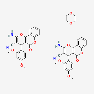 2-amino-4-(2,4-dimethoxyphenyl)-5-oxo-4H-pyrano[3,2-c]chromene-3-carbonitrile;1,4-dioxane