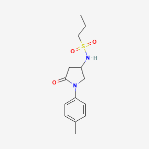 molecular formula C14H20N2O3S B3008317 N-(5-oxo-1-(p-tolyl)pyrrolidin-3-yl)propane-1-sulfonamide CAS No. 896307-68-9