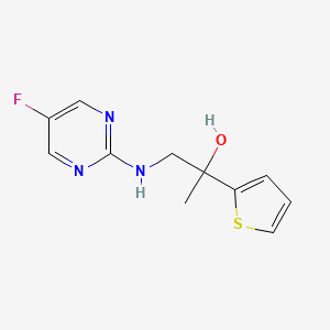 molecular formula C11H12FN3OS B3008322 1-[(5-Fluoropyrimidin-2-yl)amino]-2-thiophen-2-ylpropan-2-ol CAS No. 2380067-47-8