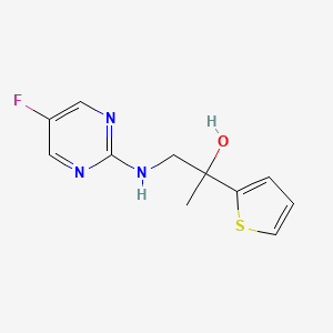 molecular formula C11H12FN3OS B3008322 1-[(5-fluoropyrimidin-2-yl)amino]-2-(thiophen-2-yl)propan-2-ol CAS No. 2380067-47-8