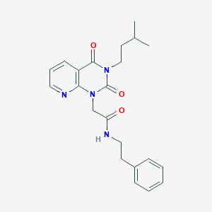molecular formula C22H26N4O3 B3008324 2-[3-(3-methylbutyl)-2,4-dioxo-3,4-dihydropyrido[2,3-d]pyrimidin-1(2H)-yl]-N-(2-phenylethyl)acetamide CAS No. 931943-35-0