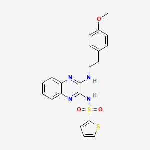 molecular formula C21H20N4O3S2 B3008337 N-[3-[2-(4-甲氧基苯基)乙氨基]喹唑啉-2-基]噻吩-2-磺酰胺 CAS No. 714921-08-1