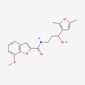 molecular formula C19H21NO5 B3008339 N-(3-(2,5-二甲基呋喃-3-基)-3-羟基丙基)-7-甲氧基苯并呋喃-2-甲酰胺 CAS No. 1421466-91-2