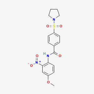 molecular formula C18H19N3O6S B3008342 N-(4-methoxy-2-nitrophenyl)-4-pyrrolidin-1-ylsulfonylbenzamide CAS No. 313405-07-1