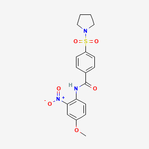 molecular formula C18H19N3O6S B3008342 N-(4-甲氧基-2-硝基苯基)-4-吡咯烷-1-基磺酰基苯甲酰胺 CAS No. 313405-07-1