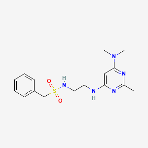 molecular formula C16H23N5O2S B3008349 N-(2-((6-(二甲氨基)-2-甲基嘧啶-4-基)氨基)乙基)-1-苯甲磺酰胺 CAS No. 1207023-37-7