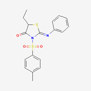 molecular formula C18H18N2O3S2 B3008356 (Z)-5-ethyl-2-(phenylimino)-3-tosylthiazolidin-4-one CAS No. 315238-23-4