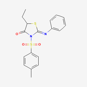 molecular formula C18H18N2O3S2 B3008356 (Z)-5-乙基-2-(苯亚氨基)-3-甲苯磺酰基噻唑烷-4-酮 CAS No. 315238-23-4