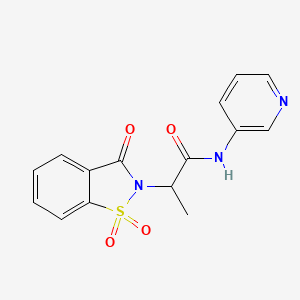 molecular formula C15H13N3O4S B3008358 2-(1,1-二氧化-3-氧代苯并[d]异噻唑-2(3H)-基)-N-(吡啶-3-基)丙酰胺 CAS No. 899996-83-9