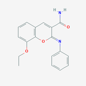 (2Z)-8-ethoxy-2-(phenylimino)-2H-chromene-3-carboxamide