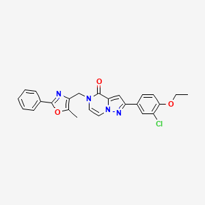 molecular formula C25H21ClN4O3 B3008368 2-(3-chloro-4-ethoxyphenyl)-5-((5-methyl-2-phenyloxazol-4-yl)methyl)pyrazolo[1,5-a]pyrazin-4(5H)-one CAS No. 1359310-87-4
