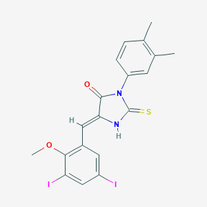 molecular formula C19H16I2N2O2S B300837 5-(3,5-Diiodo-2-methoxybenzylidene)-3-(3,4-dimethylphenyl)-2-thioxo-4-imidazolidinone 