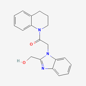 molecular formula C19H19N3O2 B3008376 2-[2-(Hydroxymethyl)benzimidazolyl]-1-(1,2,3,4-tetrahydroquinolyl)ethan-1-one CAS No. 942883-78-5