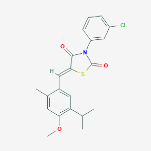 molecular formula C21H20ClNO3S B300838 3-(3-Chlorophenyl)-5-(5-isopropyl-4-methoxy-2-methylbenzylidene)-1,3-thiazolidine-2,4-dione 