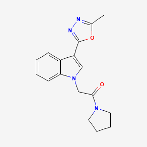 molecular formula C17H18N4O2 B3008381 3-(5-methyl-1,3,4-oxadiazol-2-yl)-1-(2-oxo-2-pyrrolidin-1-ylethyl)-1H-indole CAS No. 1021037-60-4