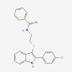 N-(2-((2-(4-chlorophenyl)-1H-indol-3-yl)thio)ethyl)benzamide