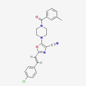 (E)-2-(4-chlorostyryl)-5-(4-(3-methylbenzoyl)piperazin-1-yl)oxazole-4-carbonitrile