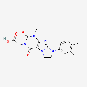 molecular formula C18H19N5O4 B3008402 2-[6-(3,4-Dimethylphenyl)-4-methyl-1,3-dioxo-7,8-dihydropurino[7,8-a]imidazol-2-yl]acetic acid CAS No. 878736-47-1