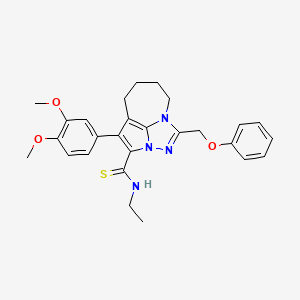 1-(3,4-dimethoxyphenyl)-N-ethyl-4-(phenoxymethyl)-5,6,7,8-tetrahydro-2a,3,4a-triazacyclopenta[cd]azulene-2-carbothioamide